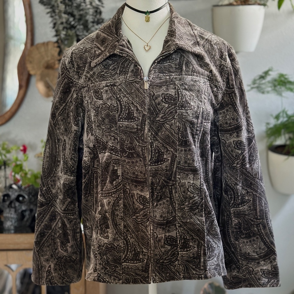 Jones New York Signature Zip-Up Paisley Jacket - XL